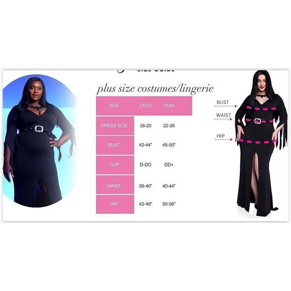 Leg Avenue Elvira Immortal Mistress Of The Dark Adult Size 1X-2X Costume NEW - Picture 4 of 4